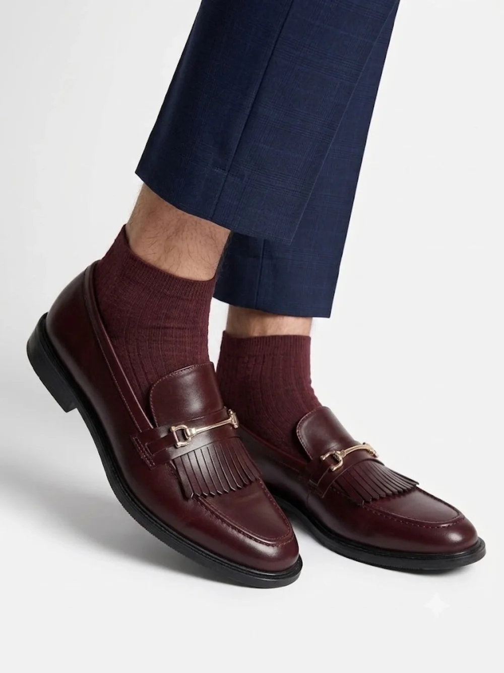 ZARA Burgundy Faux Leather Tassel Bit Loafers - Size EU 41